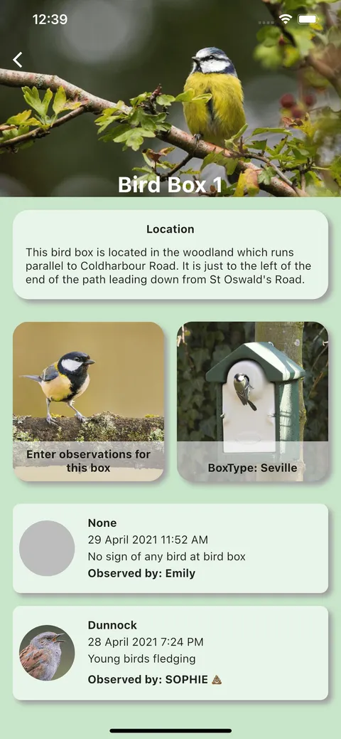 Monitor individual bird boxes